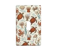 Placa de cubierta de interruptor de luz individual, diseño de pulpo natural marino, coral, verano, color marrón, plástico, tamaño estándar, para decoración del hogar, sala de estar, nuevo apartamento