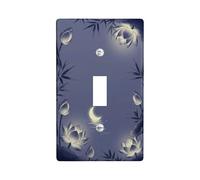 Placa de cubierta de interruptor de luz individual, diseño Zen Nature Moon Water Summer Blue Plastic Tamaño estándar, placas decorativas de pared para el hogar, sala de estar, decoración de