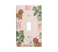 Placa de cubierta de interruptor de luz individual para baño de perro, planta juguetona de plástico de melocotón burbuja de tamaño estándar, placa decorativa para sala de estar, dormitorio, decoración