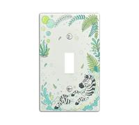 Placa de cubierta de interruptor de luz individual para baño, diseño de caballo a rayas, helecho burbuja acuático, color verde, tamaño estándar, cubierta de interruptor de luz para apartamento, hogar