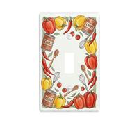 Placa de cubierta de interruptor de luz individual para cocina, pimienta morral, cosecha de tomates de chile, plástico rojo, tamaño estándar, detalles para dormitorio, baño, decoración de entrada del