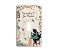 Placa de cubierta de interruptor de luz individual para máquina de coser, carretes de gato juguetón, ninguno de plástico pastel, tamaño estándar, cubierta de interruptor de luz para dormitorio, baño