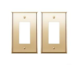 Placa de cubierta de latón dorado cepillado, paquete de 2 unidades para enchufes estándar americanos, panel de pared elegante para mejoras del hogar
