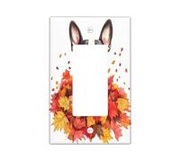 Placa de cubierta decorativa para interruptor de luz de perro Boston Terrier de otoño, 1 banda, divertida placa frontal eléctrica de hojas de arce otoñales para habitación, placa de interruptor para