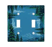 Placa de cubierta doble para interruptor de luz de pinos, naturaleza, montañas escénicas, agua, verano, plástico, tamaño estándar, cubierta de interruptor de luz para sala de estar, dormitorio