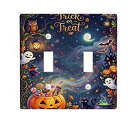 Placa de cubierta doble para interruptor de luz Jack-o'-lantern de Halloween Trick or Treats