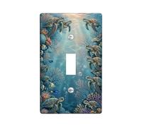 Placa de cubierta individual para interruptor de luz, diseño de tortugas marinas, peces de coral subacuáticos, verano, azul, plástico, tamaño estándar, para dormitorio, baño, cocina, decoración de