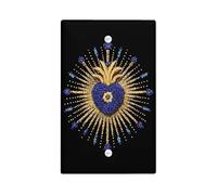 Placa de cubierta para interruptor de luz con diseño de corazón radiante, colores azul real y dorado para decoración del hogar, estilo espiritual elegante, perfecto para uso durante todo el año, placa