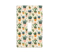Placa de cubierta para interruptor de luz con estampado de cactus en maceta, 1 banda, tamaño estándar de 4.5 x 2.75 pulgadas, cubiertas decorativas de policarbonato termoplástico irrompible
