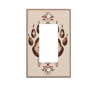 Placa de cubierta para interruptor de luz con estampado de pata tribal, diseño de animal marrón terroso para decoración rústica, placas de pared termoplásticas, tamaño estándar basculante individual