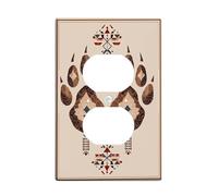 Placa de cubierta para interruptor de luz con estampado de pata tribal, diseño de animal marrón terroso para decoración rústica, placas de pared termoplásticas, salida dúplex individual de tamaño