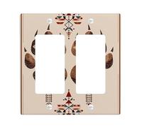 Placa de cubierta para interruptor de luz con estampado de pata tribal, diseño de animal marrón terroso para decoración rústica, placas de pared termoplásticas, tamaño estándar doble basculante