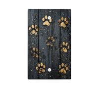 Placa de cubierta para interruptor de luz con estampado de patas, impresiones de animales negros y dorados para decoración del hogar, placas de pared termoplásticas, placa de cubierta en blanco de