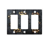 Placa de cubierta para interruptor de luz con estampado de patas, impresiones de animales negros y dorados para decoración del hogar, placas de pared termoplásticas, placa de pared de tamaño estándar