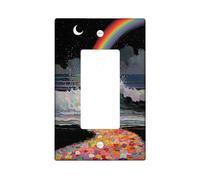 Placa de cubierta para interruptor de luz con olas del océano arcoíris, colores de cielo nocturno para decoración del hogar, diseño vibrante de verano, tema de playa para salas de estar, placas de