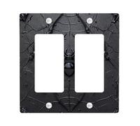 Placa de cubierta para interruptor de luz de araña de Halloween, diseño de red negra oscura, decoración espeluznante para otoño, placas de pared termoplásticas, tamaño estándar doble basculante