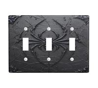 Placa de cubierta para interruptor de luz de araña de Halloween, diseño de red negra oscura, decoración espeluznante para otoño, placas de pared termoplásticas, tamaño estándar, triple palanca