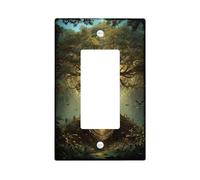 Placa de cubierta para interruptor de luz de árbol místico, diseño de bosque encantado para decoración del hogar, placas de pared termoplásticas, balancín individual de tamaño estándar