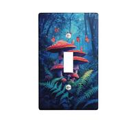Placa de cubierta para interruptor de luz de bosque místico, setas rojas vibrantes con mariposas, detalles de pared naturales, decoración del hogar para todas las estaciones