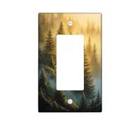 Placa de cubierta para interruptor de luz de bosque otoñal/cubierta de toma, paisaje de pino dorado para decoración del hogar, placas de pared termoplásticas, balancín individual de tamaño estándar