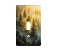 Placa de cubierta para interruptor de luz de bosque otoñal/cubierta de toma, paisaje de pino dorado para decoración del hogar, placas de pared termoplásticas, tamaño estándar, palanca única