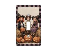 Placa de cubierta para interruptor de luz de bruja de Halloween, diseño de calabaza negra y naranja para decoración del hogar, placas de pared termoplásticas, tamaño estándar, palanca única