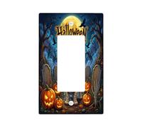 Placa de cubierta para interruptor de luz de calabazas, festiva, fantasía, luna, Halloween, naranja, placa decorativa para el hogar, sala de estar, decoración de apartamento nuevo