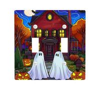 Placa de cubierta para interruptor de luz de casa embrujada de Halloween, cubierta de enchufe, fantasmas espeluznantes y calabazas para decoración de Halloween, placas de pared termoplásticas, doble
