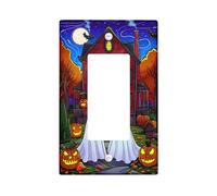 Placa de cubierta para interruptor de luz de casa embrujada de Halloween, cubierta de enchufe, fantasmas espeluznantes y calabazas para decoración de Halloween, placas de pared termoplásticas