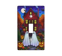 Placa de cubierta para interruptor de luz de casa embrujada de Halloween, cubierta de enchufe, fantasmas espeluznantes y calabazas para decoración de Halloween, placas de pared termoplásticas, tamaño
