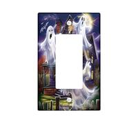 Placa de cubierta para interruptor de luz de casa embrujada de Halloween, cubiertas de enchufe, decoraciones de fantasmas espeluznantes para acentos de pared, placas de pared termoplásticas, balancín
