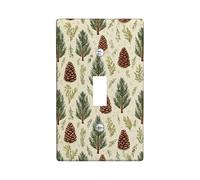 Placa de cubierta para interruptor de luz de cono de pino, cubierta de enchufe, diseño de bosque natural verde para decoración del hogar, placas de pared termoplásticas, tamaño estándar, palanca única