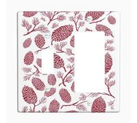 Placa de cubierta para interruptor de luz de cono de pino/cubierta de toma, diseño rústico rojo de la naturaleza para decoración del hogar, placas de pared termoplásticas, balancín de palanca de