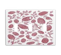 Placa de cubierta para interruptor de luz de cono de pino/cubierta de toma, diseño rústico rojo de la naturaleza para decoración del hogar, placas de pared termoplásticas, tamaño estándar, triple