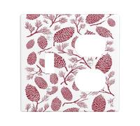 Placa de cubierta para interruptor de luz de cono de pino/cubierta de toma, diseño rústico rojo natural para decoración del hogar, placas de pared termoplásticas, tamaño estándar dúplex