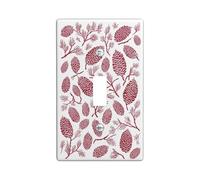 Placa de cubierta para interruptor de luz de cono de pino/cubierta de toma, diseño rústico rojo natural para decoración del hogar, placas de pared termoplásticas, palanca individual de tamaño estándar