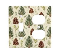Placa de cubierta para interruptor de luz de cono de pino, diseño de bosque natural verde para decoración del hogar, placas de pared termoplásticas, tamaño estándar dúplex