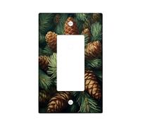 Placa de cubierta para interruptor de luz de cono de pino otoñal/cubierta de toma, conos marrones rústicos para decoración de otoño, placas de pared termoplásticas, balancín individual de tamaño