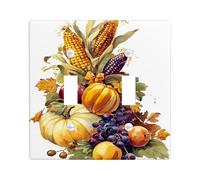 Placa de cubierta para interruptor de luz de cosecha de otoño, cubiertas de salida, frutas y verduras cálidas de otoño para decoración de temporada, placas de pared, tamaño estándar doble palanca