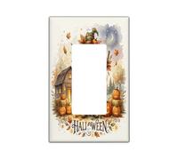 Placa de cubierta para interruptor de luz de espantapájaros, calabazas de temporada, hojas de Halloween, color naranja, placas de pared decorativas para nuevo apartamento, hogar, dormitorio, oficina