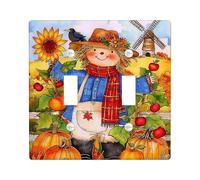Placa de cubierta para interruptor de luz de espantapájaros de Halloween, coloridas placas de pared de una sola palanca de cosecha de otoño, decoraciones de Acción de Gracias, estilo aldea de