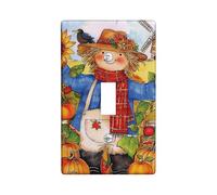 Placa de cubierta para interruptor de luz de espantapájaros de Halloween, coloridas placas de pared de una sola palanca de cosecha de otoño, decoraciones de Acción de Gracias, estilo aldea de