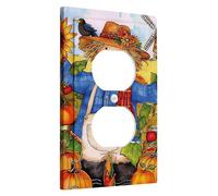 Placa de cubierta para interruptor de luz de espantapájaros de Halloween, coloridas placas de pared de una sola palanca de cosecha de otoño, decoraciones de Acción de Gracias, estilo aldea de