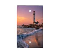 Placa de cubierta para interruptor de luz de faro costero, escena de playa de puesta de sol para decoración del hogar, placas de pared termoplásticas, placa de cubierta en blanco de tamaño estándar