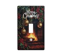 Placa de cubierta para interruptor de luz de Feliz Navidad, adornos dorados festivos con acebo para decoración del hogar de vacaciones de invierno, tamaño estándar, palanca individual