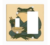 Placa de cubierta para interruptor de luz de fideos anfibios, cubierta de toma, decoración de pared de estilo japonés verde, ideal para comedores, placas de pared termoplásticas, balancín de palanca