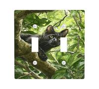 Placa de cubierta para interruptor de luz de gato, diseño de naturaleza verde para decoración de pared, placas de pared termoplásticas, doble palanca de tamaño estándar