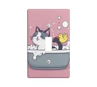 Placa de cubierta para interruptor de luz de gato, tornillos incluidos, dibujos animados, animales, lindas burbujas, tina, goma, pato, niña, rosa, gris, policarbonato (PC), decoración de pared, baño