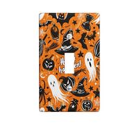 Placa de cubierta para interruptor de luz de Halloween, cubierta de enchufe, fantasma brujo naranja y negro para acentos de pared, placas de pared termoplásticas, edición de Halloween, palanca única
