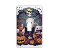 Placa de cubierta para interruptor de luz de Halloween, cubierta de enchufe, noche espeluznante, bosque encantado con calabazas, placas de pared termoplásticas, para todas las estaciones